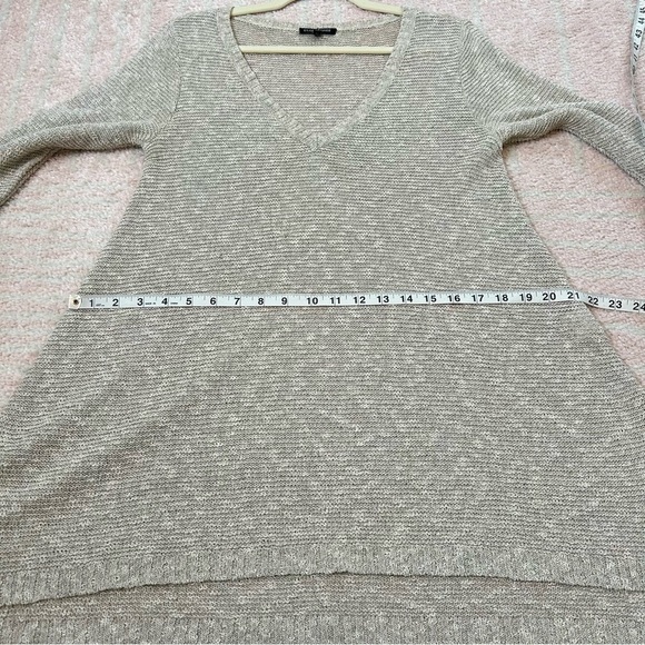 Eileen Fisher Linen Blend Open Knit Tunic 3/4 Sleeves Size Small Oatmeal Sweater - Picture 8 of 12